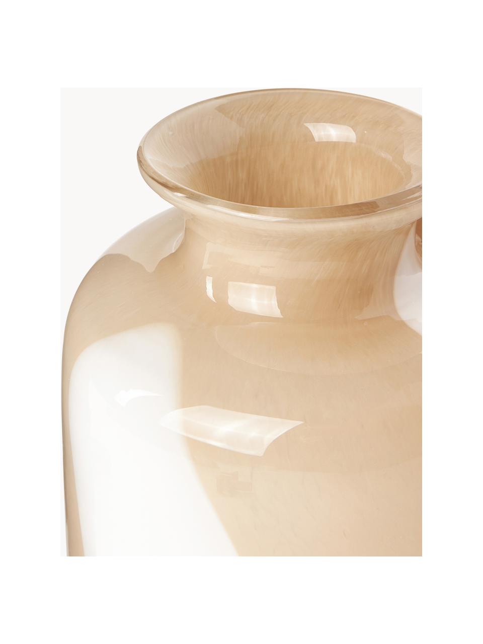 Glas-Vase Ottilie, H 20 cm, Glas, Ocker, Weiss, Ø 16 x H 20 cm