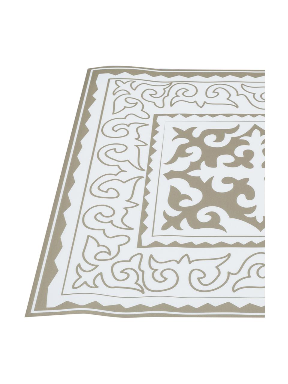 Tapis antidérapant intérieur extérieur en vinyle Aksana, Vinyle, recyclable, Blanc, taupe, larg. 136 x long. 203 cm