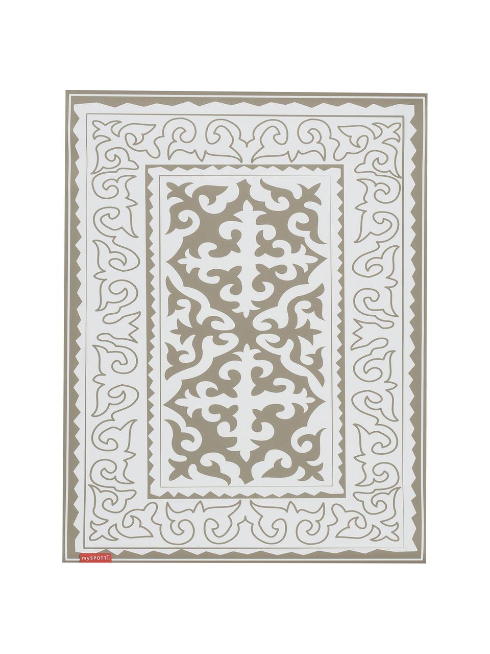 Tappetino antiscivolo taupe/bianco in vinile Aksana, Vinile riciclabile, Bianco, taupe, Larg. 136 x Lung. 203 cm