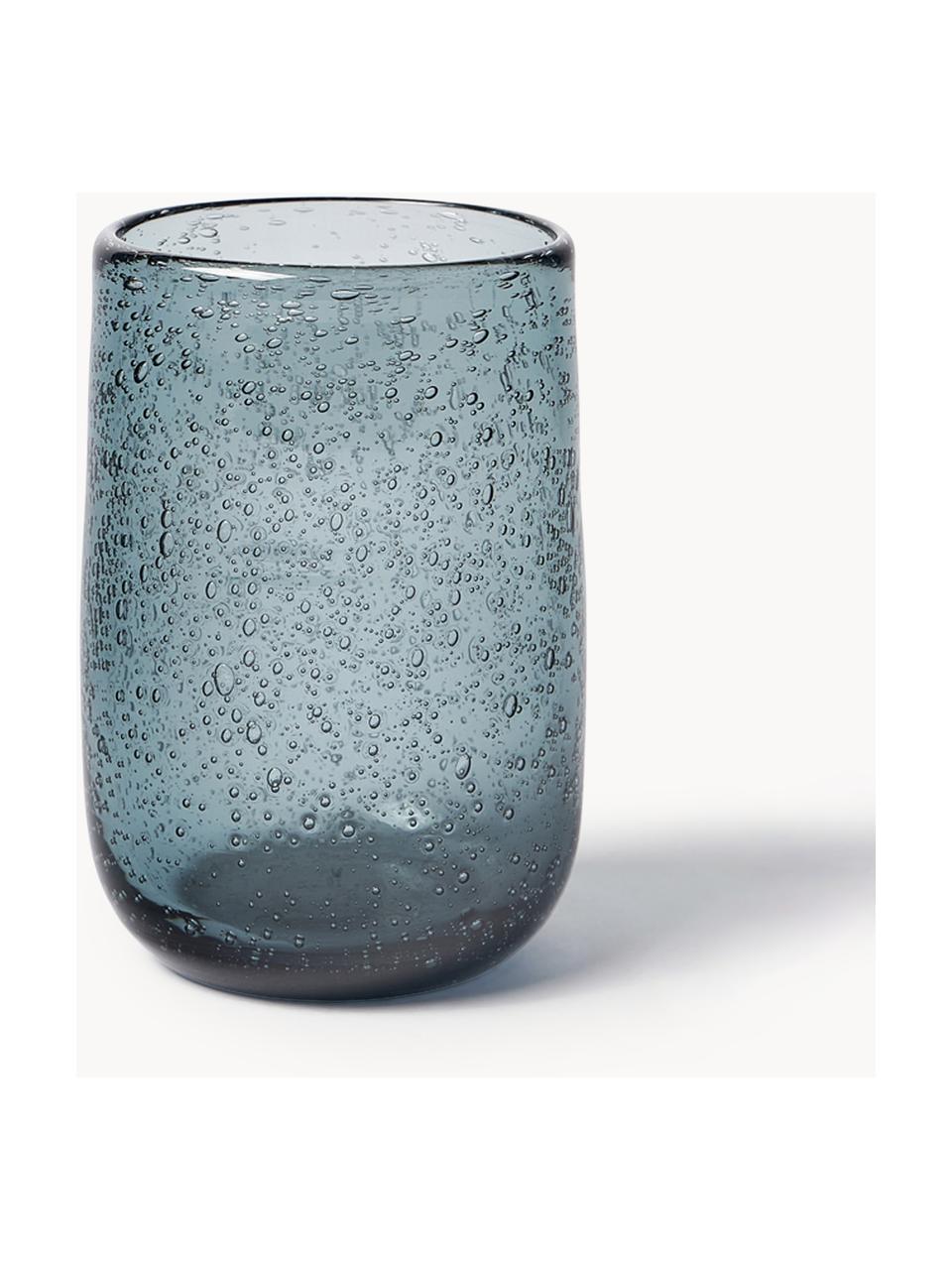 Wassergläser Bari mit Luftbläschen, 6 Stück, Glas, Graublau, Ø 7 x H 11 cm, 330 ml