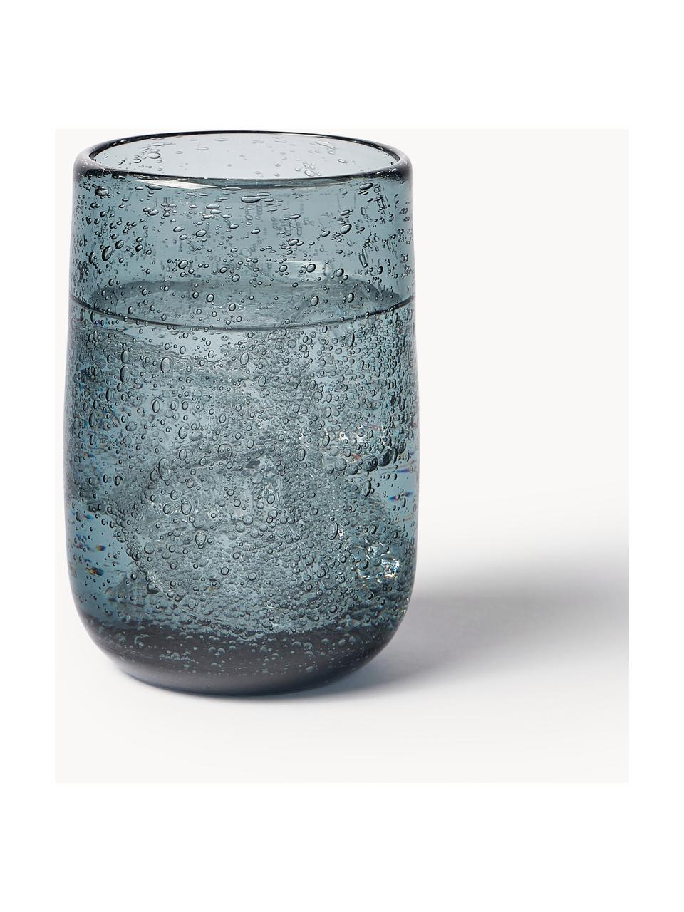 Bicchieri acqua fatti a mano con bolle d'aria Bari 6 pz, Vetro, Grigio-blu, Ø 7 x Alt. 11 cm, 330 ml