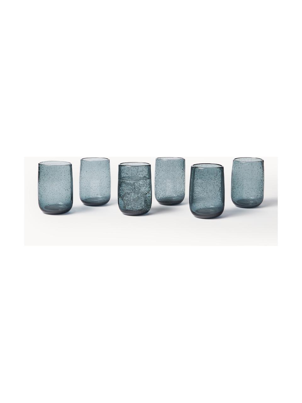 Bicchieri acqua fatti a mano con bolle d'aria Bari 6 pz, Vetro, Grigio-blu, Ø 7 x Alt. 11 cm, 330 ml