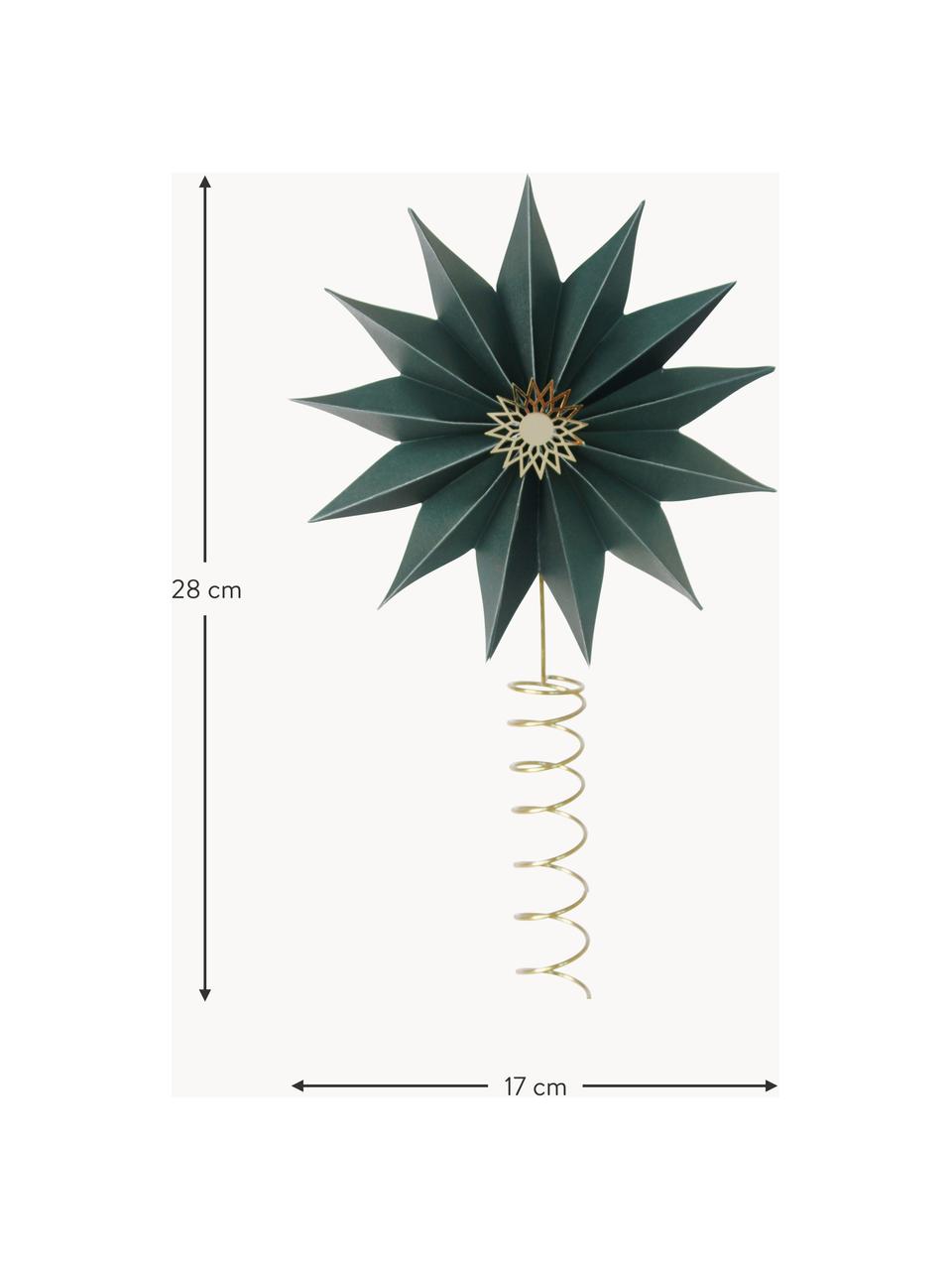 Špice na vánoční stromeček Star, Papír, potažený kov, Petrolejová, zlatá, Š 17 cm, V 28 cm