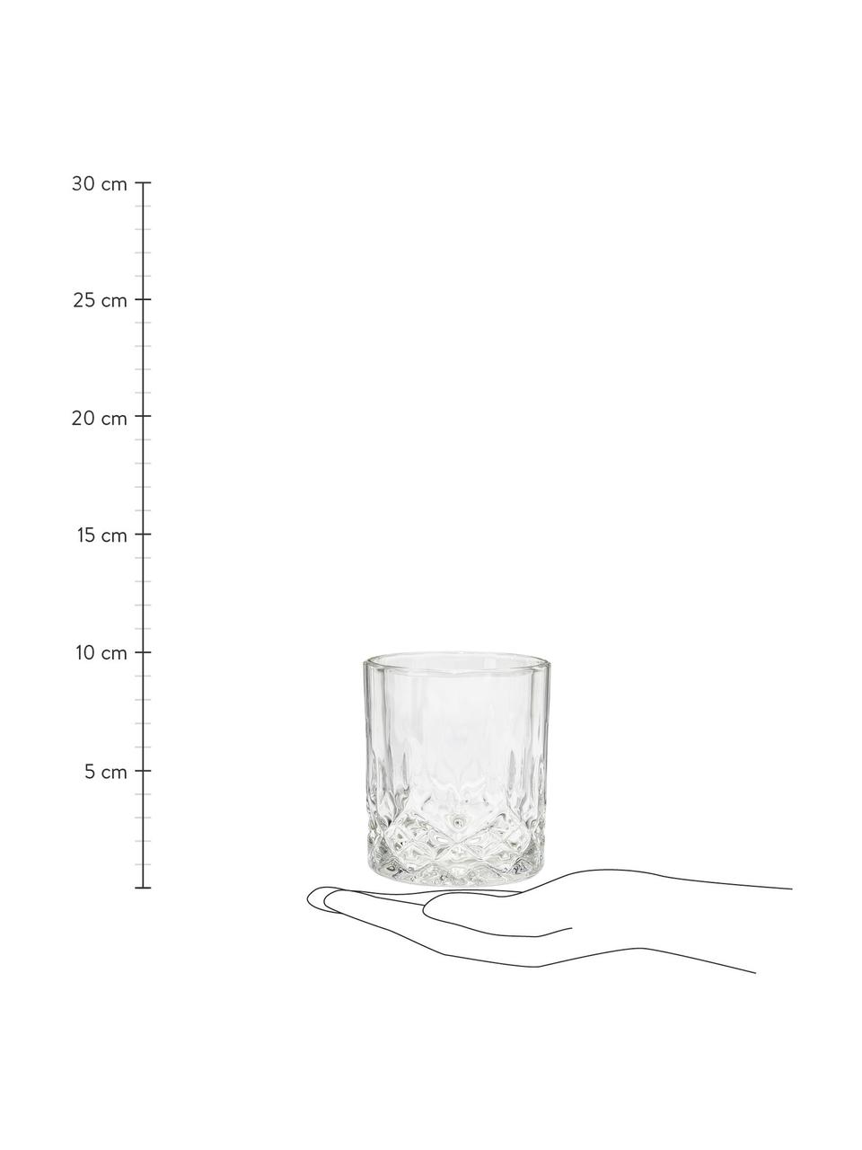 Sklenice s reliéfním vzorem George, 4 ks, Sklo, Transparentní, Ø 8 cm, V 10 cm, 310 ml