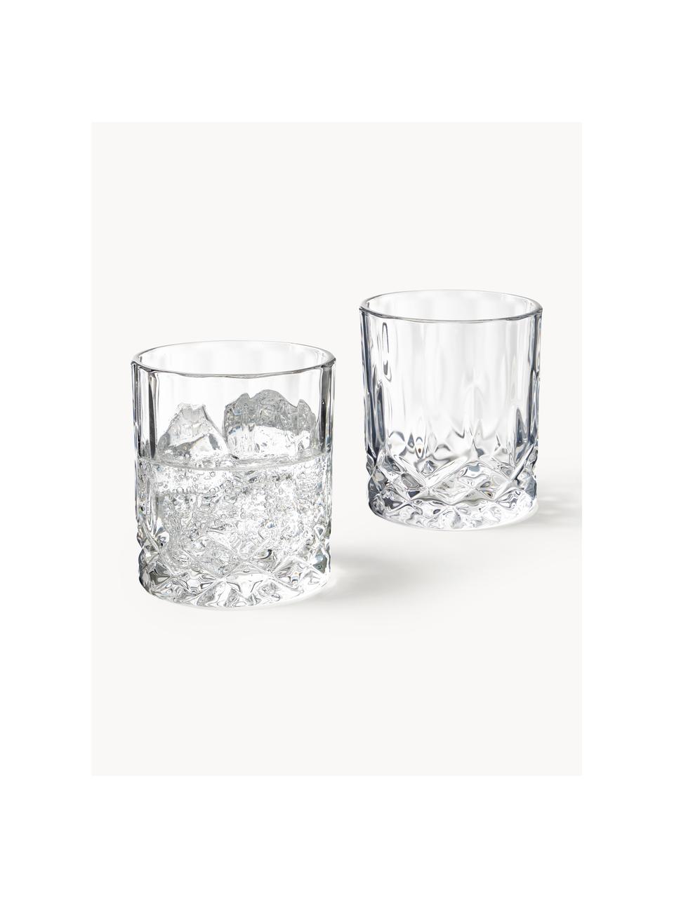 Vasos old fashioned con relieve de cristal George, 4 uds., Transparente, Ø 8 x Al 10 cm, 310 ml