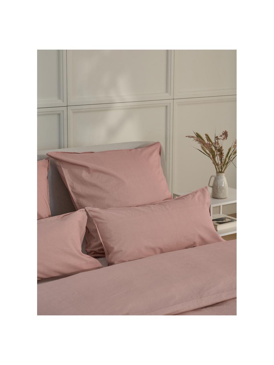 Poszewka na poduszkę z bawełny z efektem sprania Arlene, 2 szt., Brudny różowy, S 40 x D 80 cm