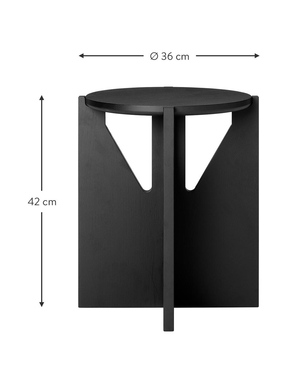 Table d'appoint en bois de chêne Future, Bois de chêne massif, laqué, Noir, Ø 36 x haut. 42 cm