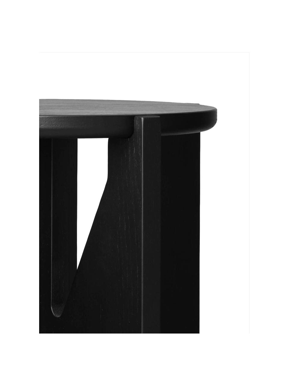 Table d'appoint en bois de chêne Future, Bois de chêne massif, laqué, Noir, Ø 36 x haut. 42 cm
