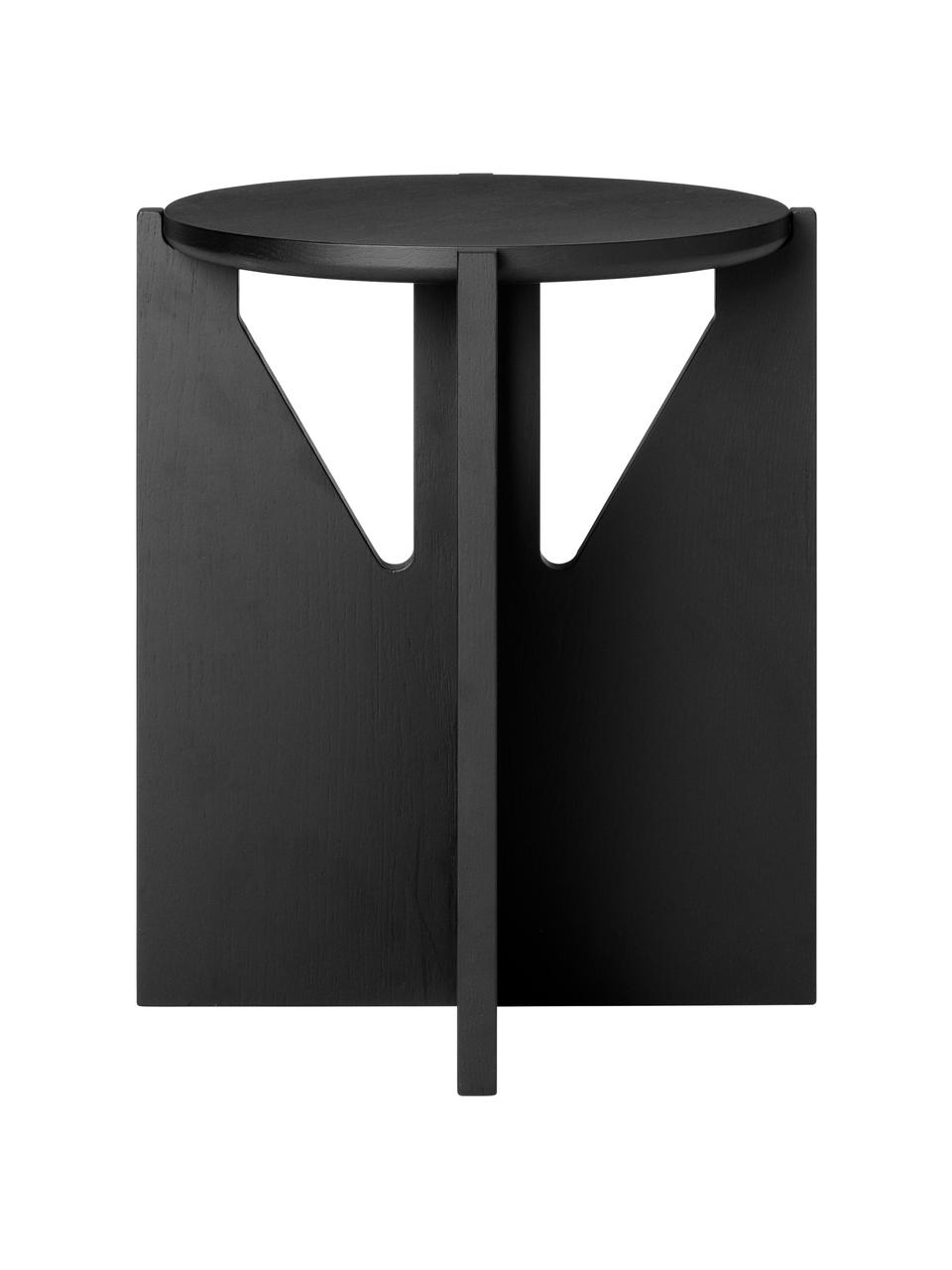 Tavolino in legno di quercia Future, Legno di quercia massiccio, laccato, Nero, Ø 36 x Alt. 42 cm