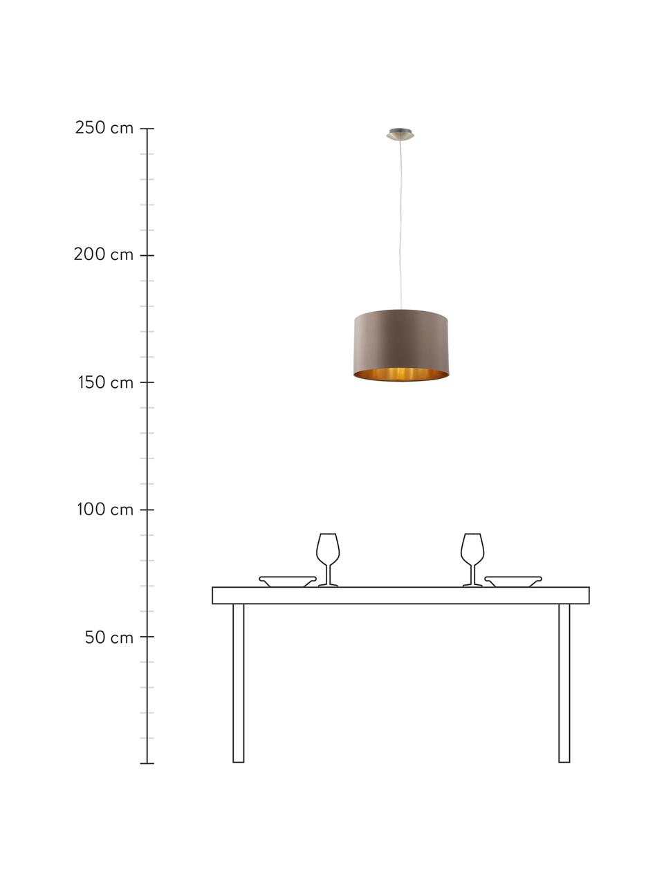 Hanglamp Jamie met goudkleurige decoratie, Baldakijn: vernikkeld metaal, Fitting: vernikkeld metaal, Bruin, goudkleurig, Ø 38  x H 23 cm