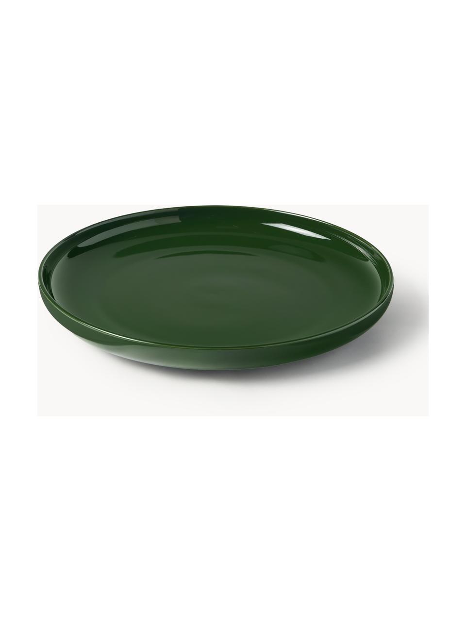 Assiettes plates en porcelaine Nessa, 4 pièces, Porcelaine de haute qualité, émaillé, Vert foncé, haute brillance, Ø 26 cm