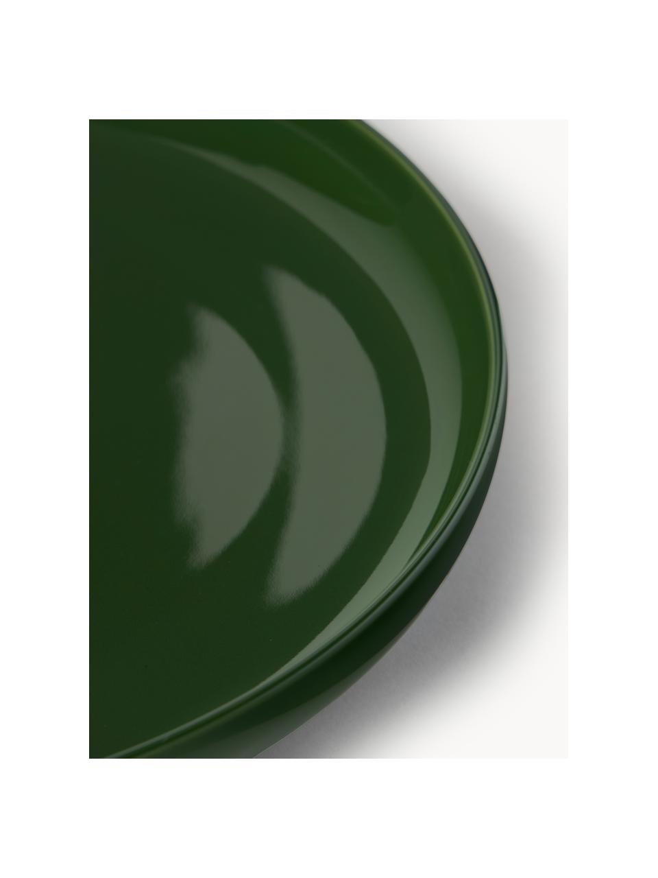 Assiettes plates en porcelaine Nessa, 4 pièces, Porcelaine de haute qualité, émaillé, Vert foncé, haute brillance, Ø 26 cm