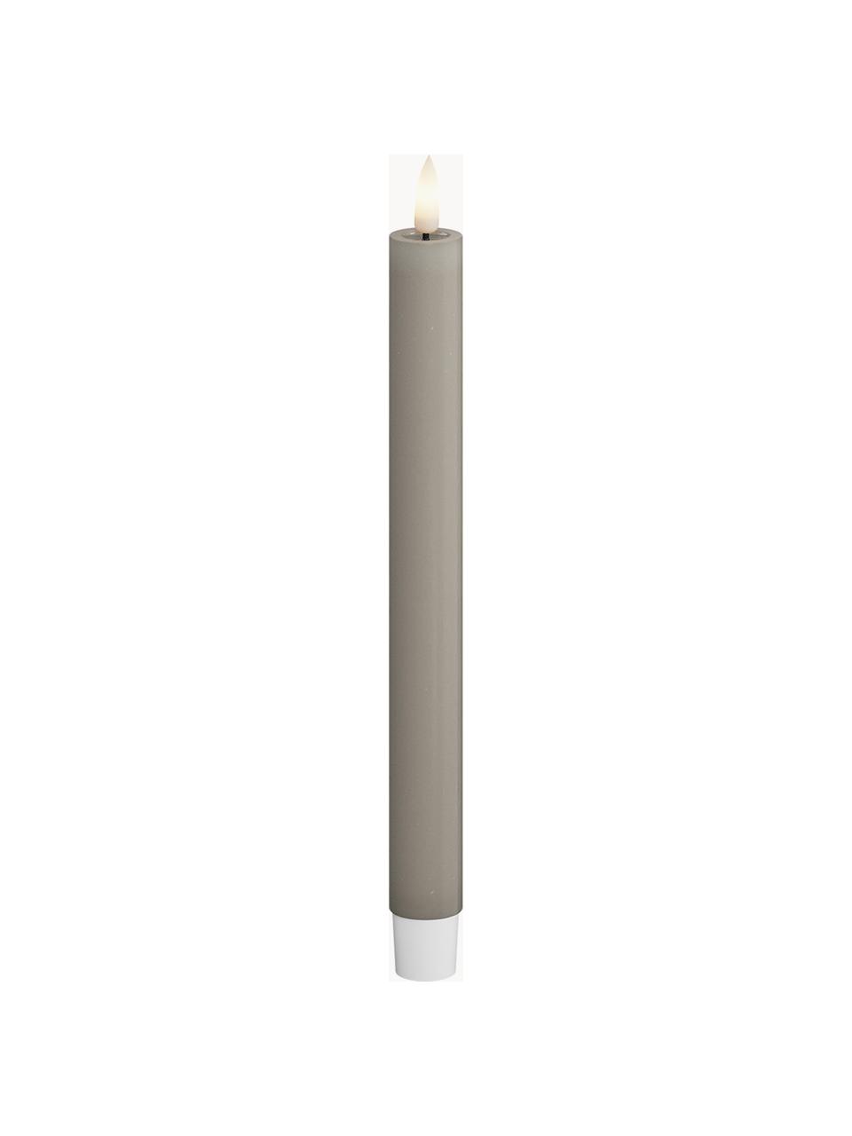 Ręcznie wykonana świeca stołowa LED Real Flame, W 24 cm, 2 szt., Tworzywo sztuczne, wosk z powłoką żywiczną, Greige, W 24 cm