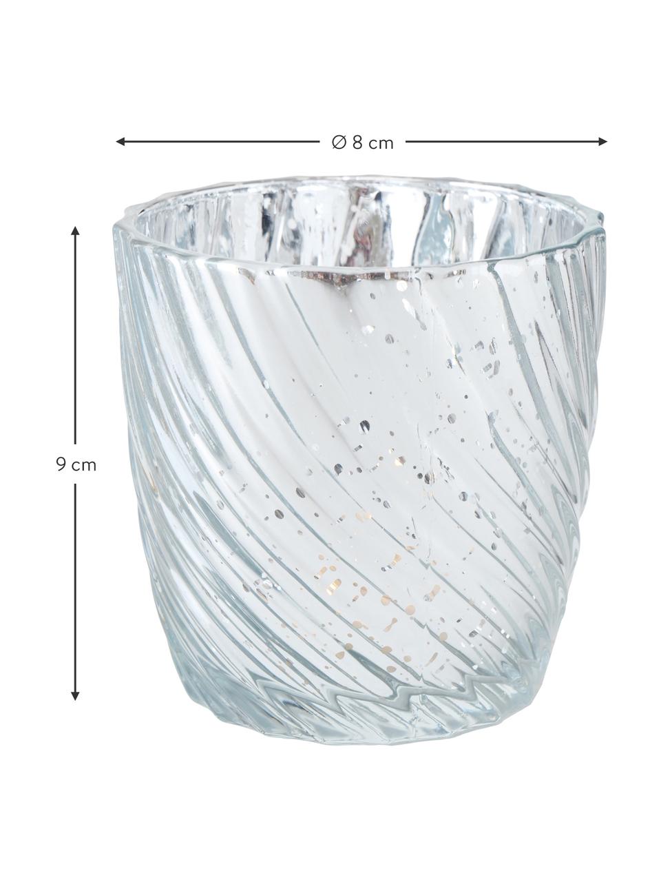 Teelichthalter-Set Matia, 3-tlg., Glas, Silberfarben, Ø 8 x 9 cm