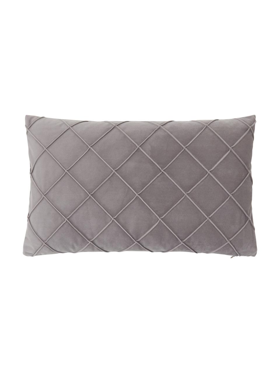 Sametový povlak na polštář se strukturovaným vzorem Luka, Samet (100 % polyester), Šedá, Š 30 cm, D 50 cm