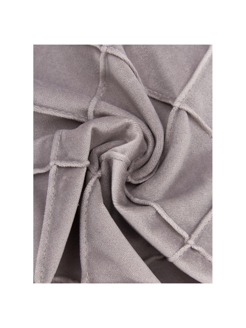 Housse de coussin velours gris clair texturé Luka, Velours (100 % polyester), Gris, larg. 30 x long. 50 cm