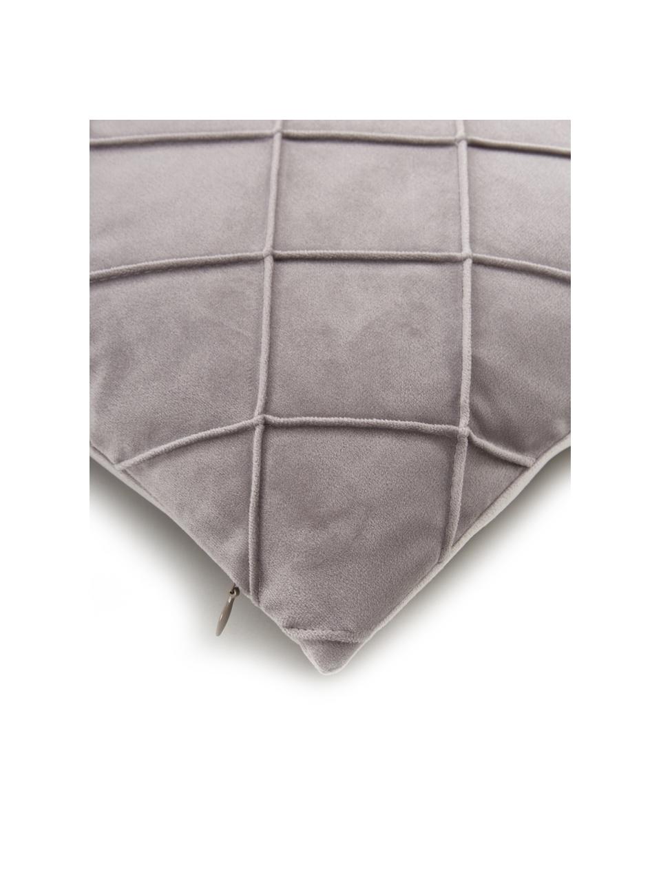Sametový povlak na polštář se strukturovaným vzorem Luka, Samet (100 % polyester), Šedá, Š 30 cm, D 50 cm