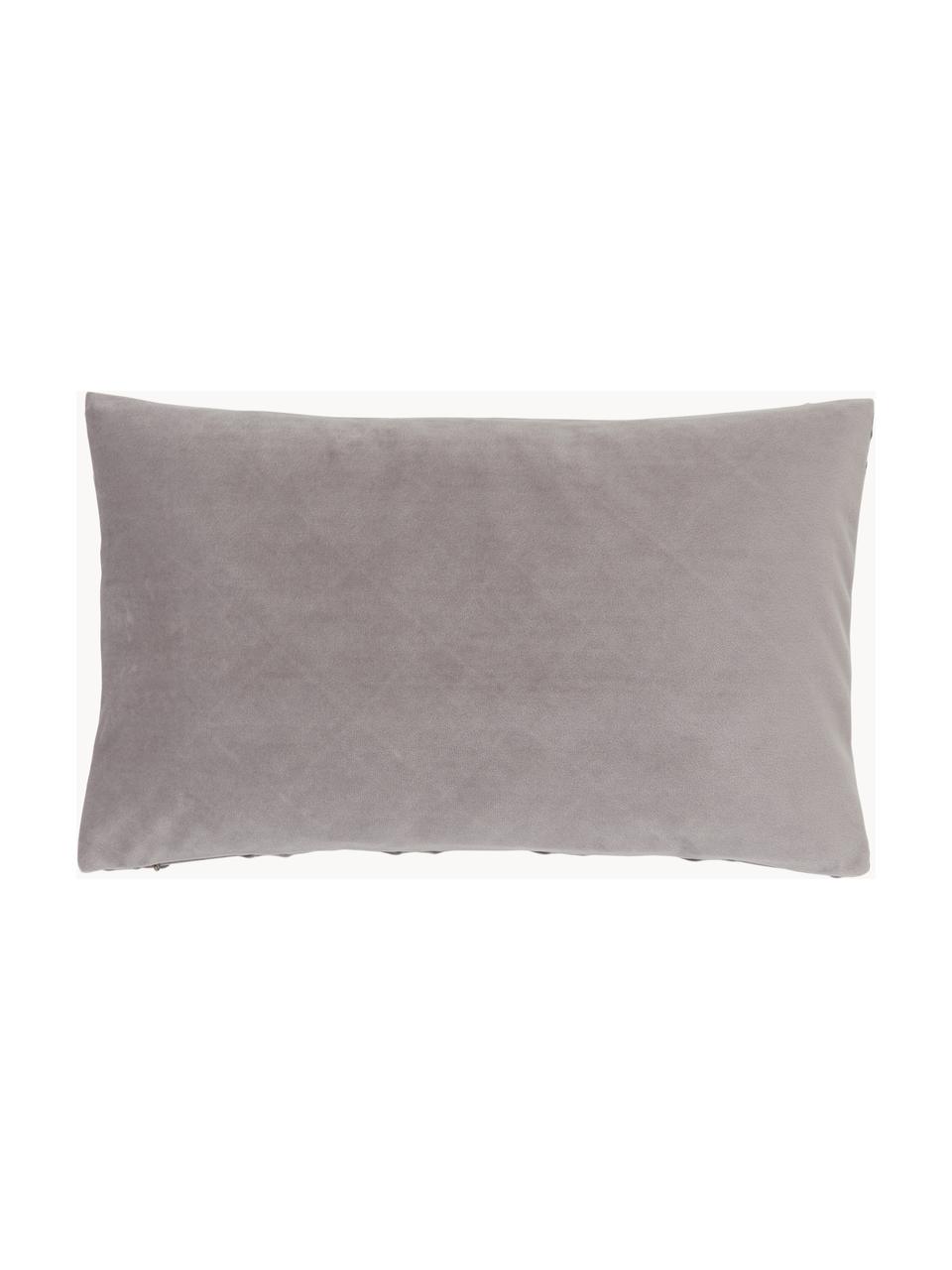 Housse de coussin velours gris clair texturé Luka, Velours (100 % polyester), Gris, larg. 30 x long. 50 cm