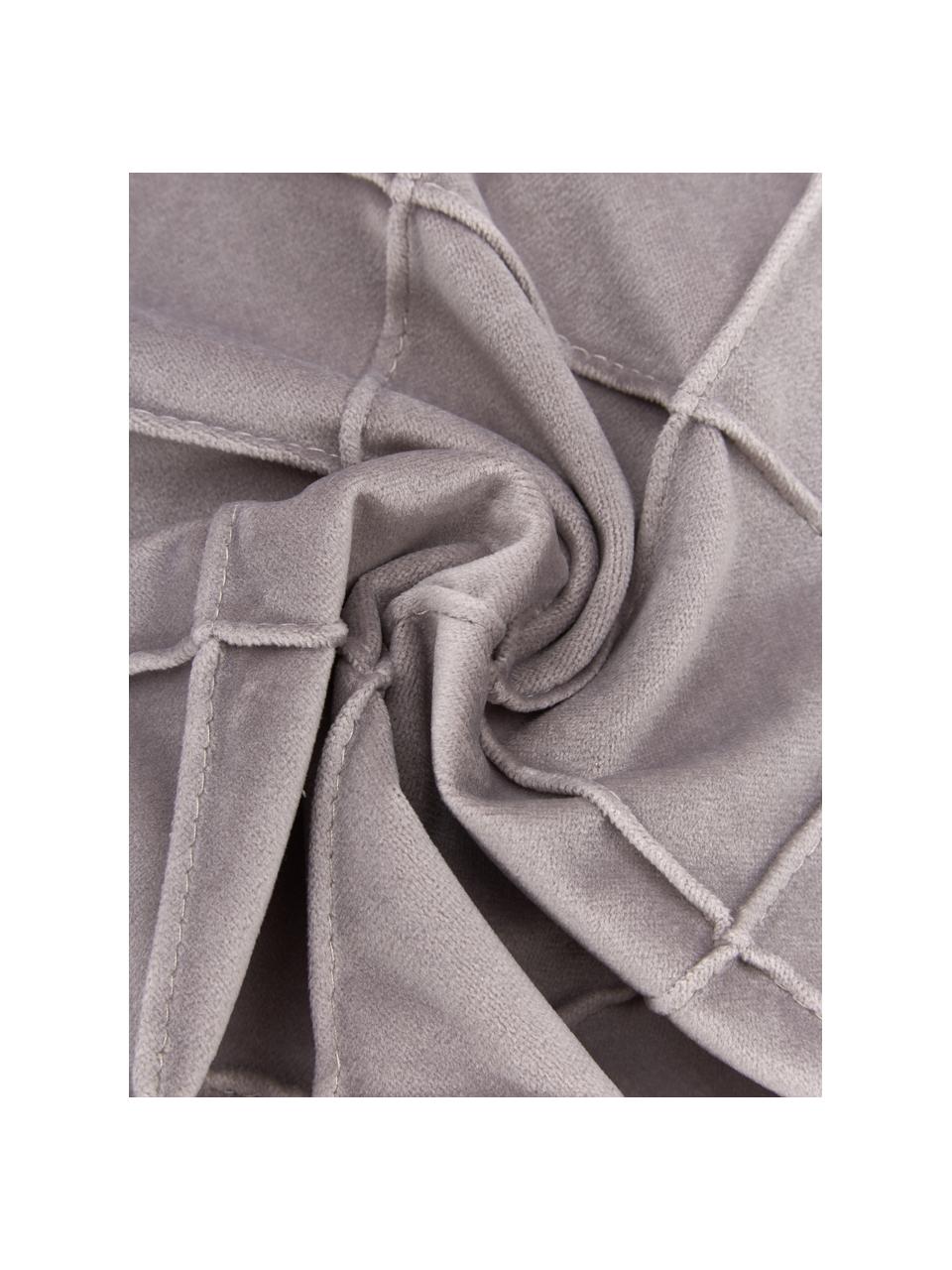 Fluwelen kussenhoes Luka met gestructureerd ruitpatroon, Fluweel (100% polyester), Grijs, B 30 x L 50 cm