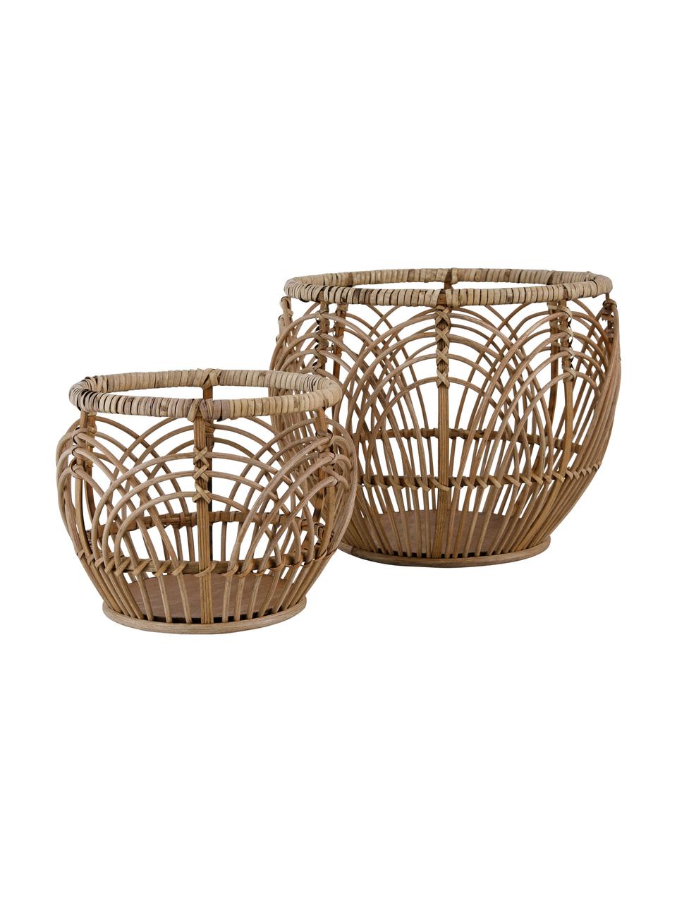 Aufbewahrungskörbe-Set Hanna aus Rattan und Bambus, 2-tlg., Rattan, Bambus, Beige, Set mit verschiednenen Größen