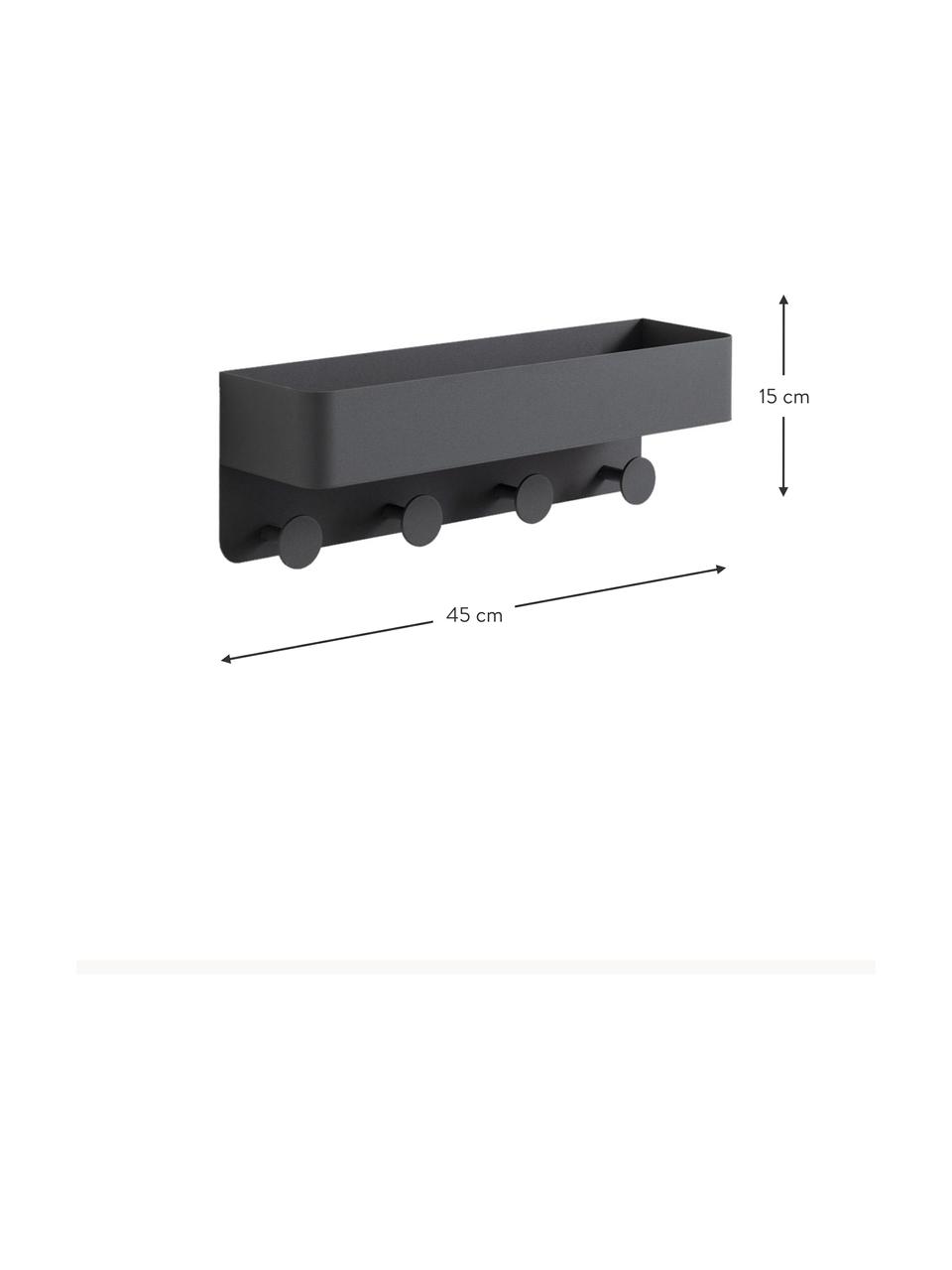 Porta asciugamanoin metallo Lou, Metallo laccato, Grigio scuro, Larg. 45 x Alt. 15 cm