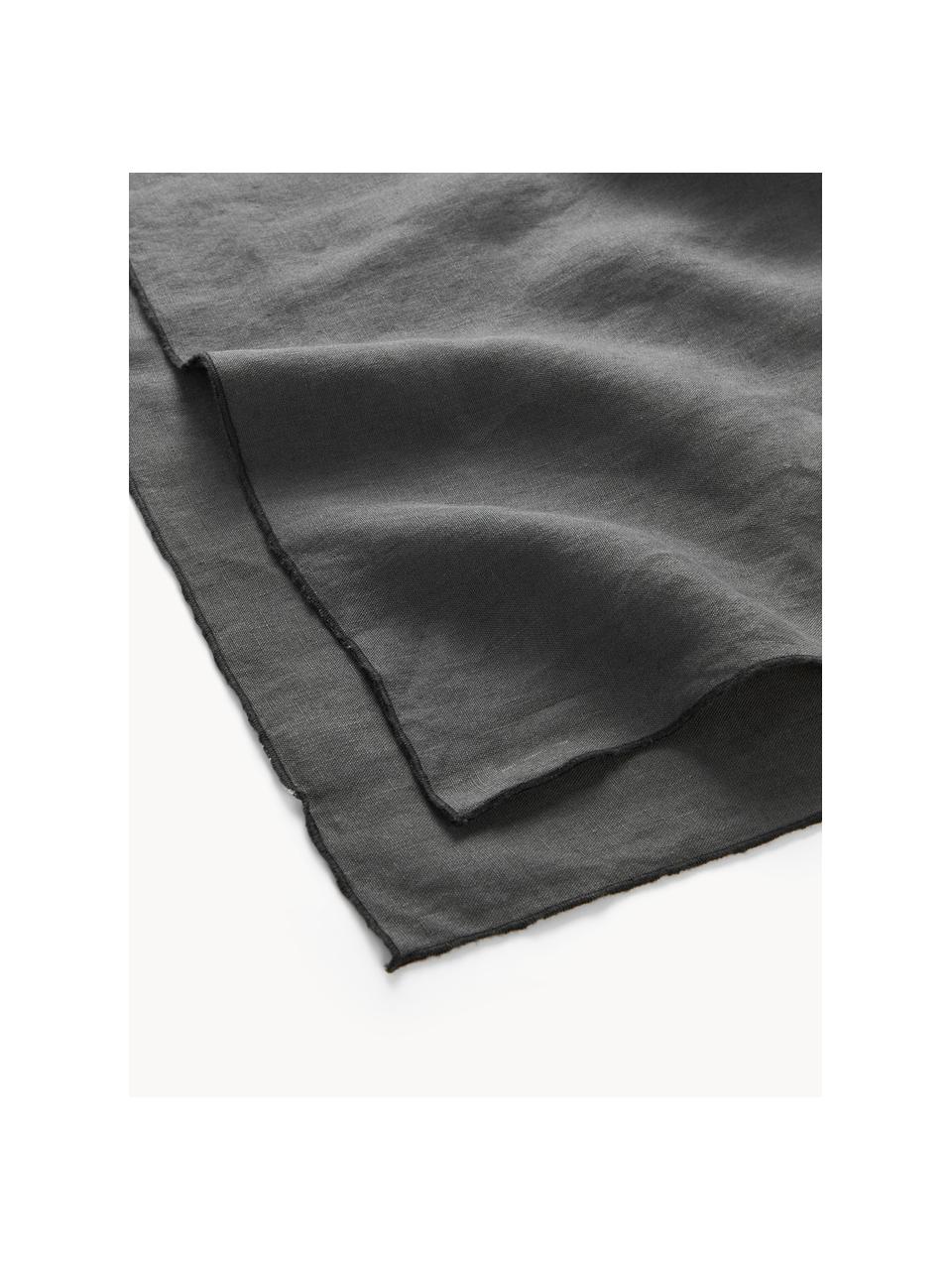 Nappe en lin avec passepoil Kennedy, 100 % lin délavé

Le lin est une fibre naturelle qui se caractérise par ses propriétés respirantes, sa résistance et son toucher doux

Le matériau est certifié STANDARD 100 OEKO-TEX®, 6760CIT, CITEVE, Anthracite, noir, 6-8 personnes (long. 250 x larg. 140 cm)