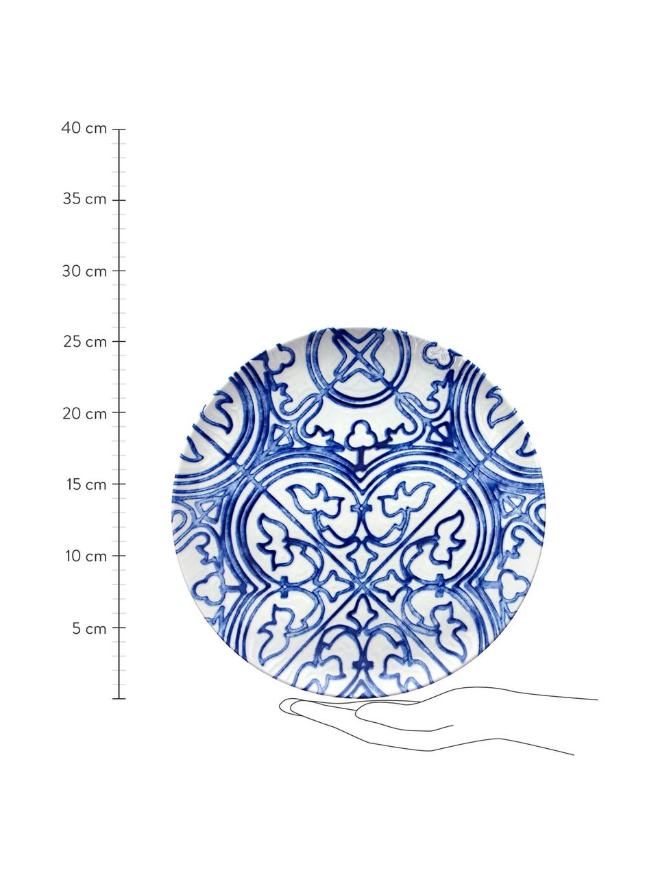 Speiseteller Maiolica aus Porzellan in Weiß/Blau, 2 Stück, Porzellan, Blau, Weiß, gemustert, Ø 26 cm