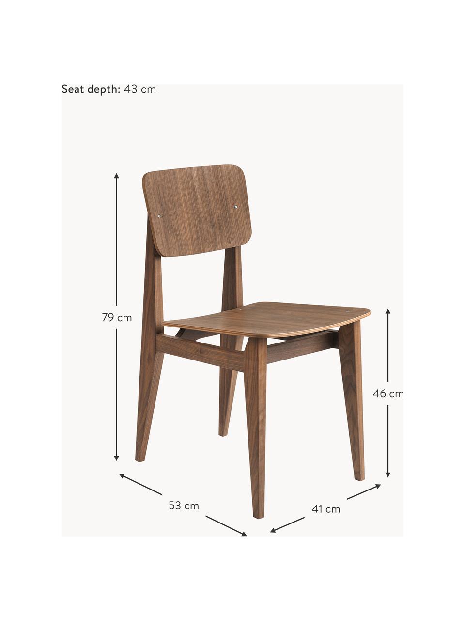 Silla de madera de nogal C-Chair, Madera de nogal americano embarnizada, Madera de nogal americano, An 41 x F 53 cm