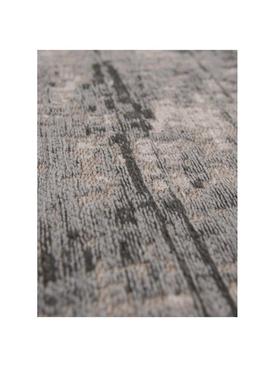 Design laagpolig vloerkleed Griff, Bovenzijde: 85% katoen, 15% hoogglanz, Onderzijde: katoenmix, latex coating, Grijstinten, B 80 x L 150 cm (maat XS)