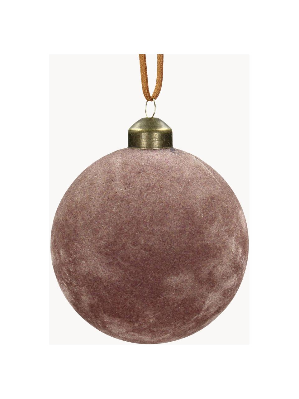 Fluwelen kerstballen fluweel, 6 stuks, Mauve, Ø 8 cm