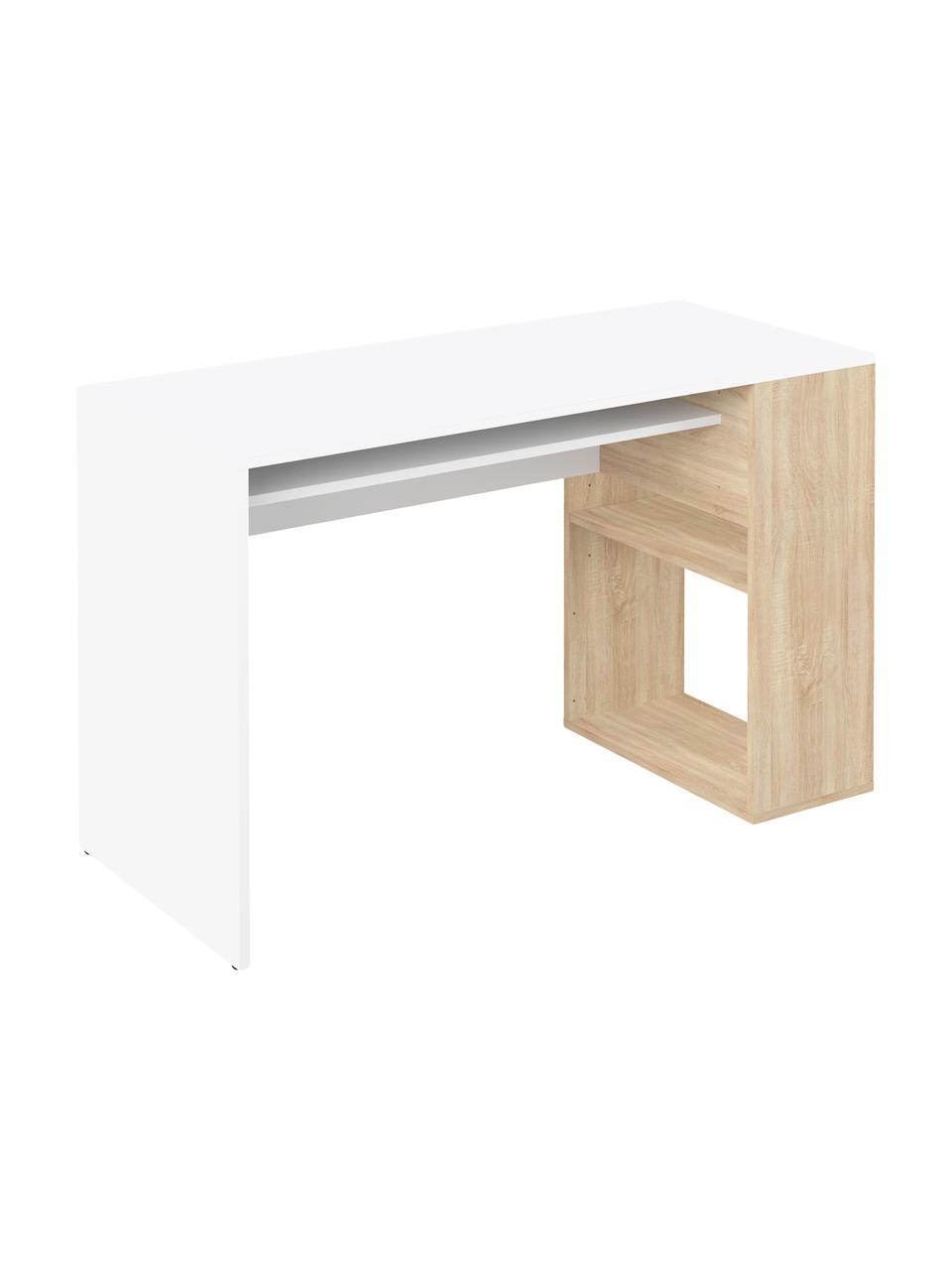 Bureau Yale met opbergruimte, Met melamine beklede spaanplaat, Wit, eikenhoutkleurig, B 114 x D 50 cm