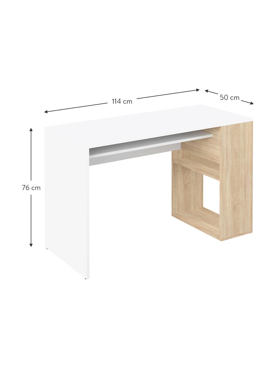 Bureau Yale met opbergruimte, Met melamine beklede spaanplaat, Wit, eikenhoutkleurig, B 114 x D 50 cm