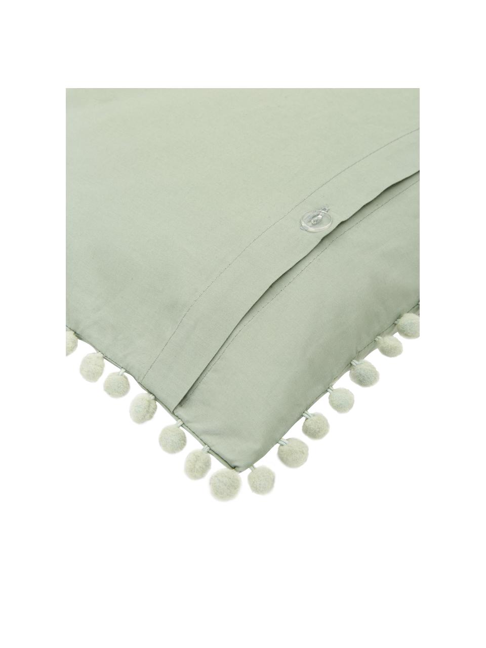 Taie d'oreiller percale de coton Bommy, 2 pièces, Vert sauge, larg. 50 x long. 70 cm