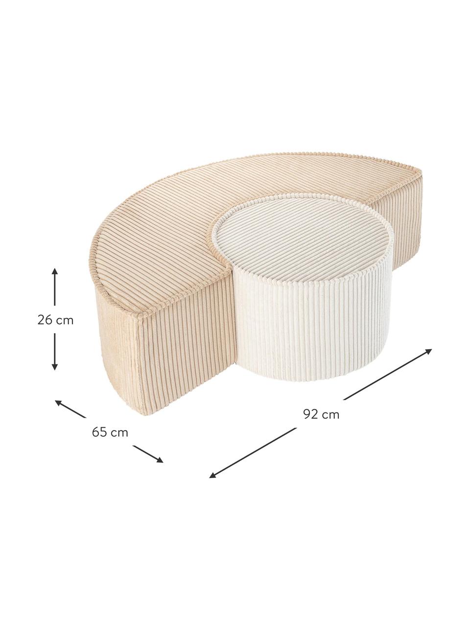 Speelmeubelset Arch van corduroy, 2-delig, Bekleding: corduroy (100% polyester), Corduroy beige, wit, B 92 x H 26 cm