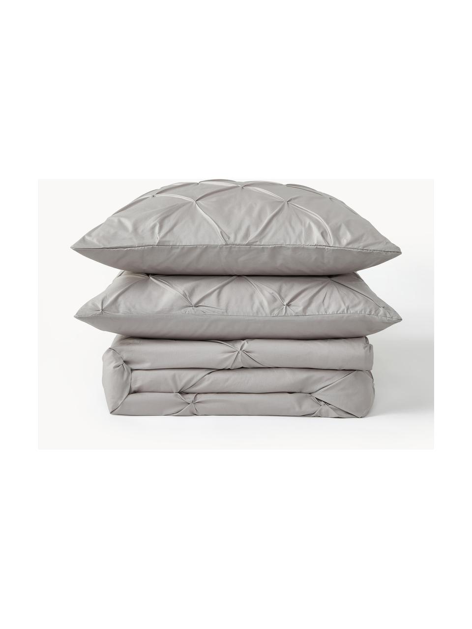 Baumwollperkal-Bettdeckenbezug Brody mit Steppmuster in Origami-Optik, Webart: Perkal Fadendichte 200 TC, Grau, B 200 x L 200 cm