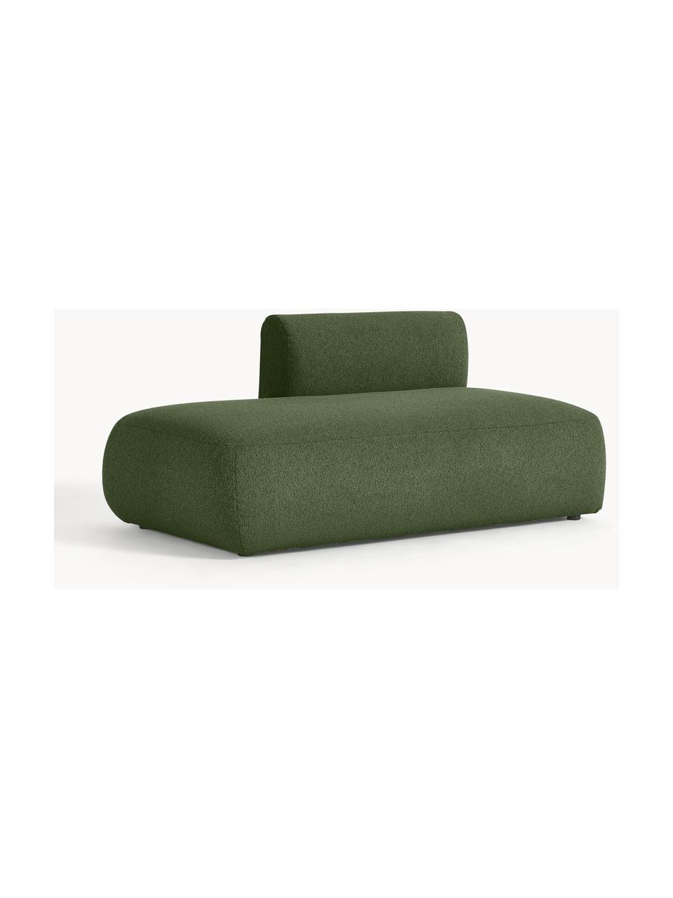 Chaise longue componibile in bouclé Sofia, Rivestimento: bouclé (100% poliestere) , Struttura: legno di abete rosso, tru, Piedini: plastica Questo prodotto , Bouclé verde scuro, Larg. 159 x Prof. 103 cm, schienale a sinistra