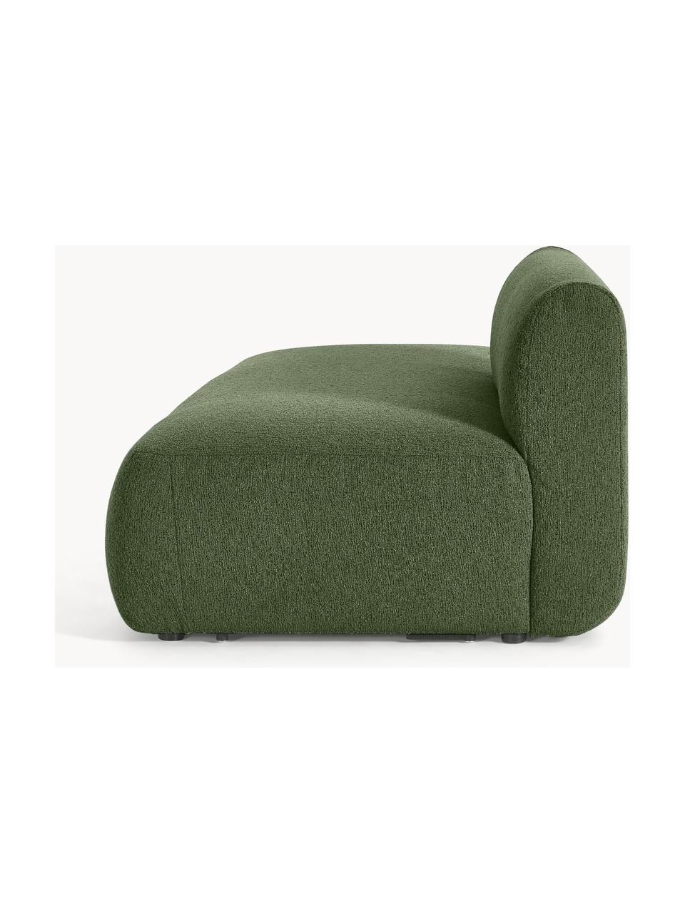 Chaise longue componibile in bouclé Sofia, Rivestimento: bouclé (100% poliestere) , Struttura: legno di abete rosso, tru, Piedini: plastica Questo prodotto , Bouclé verde scuro, Larg. 159 x Prof. 103 cm, schienale a sinistra