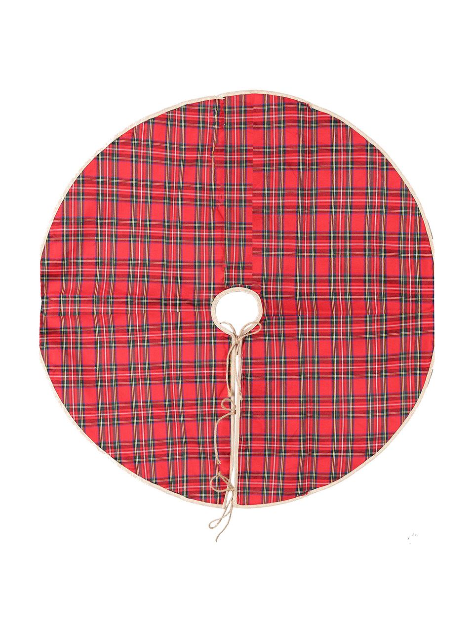 Falda para pie de árbol Escocesa, Textil, Rojo, natural, Ø 95 cm