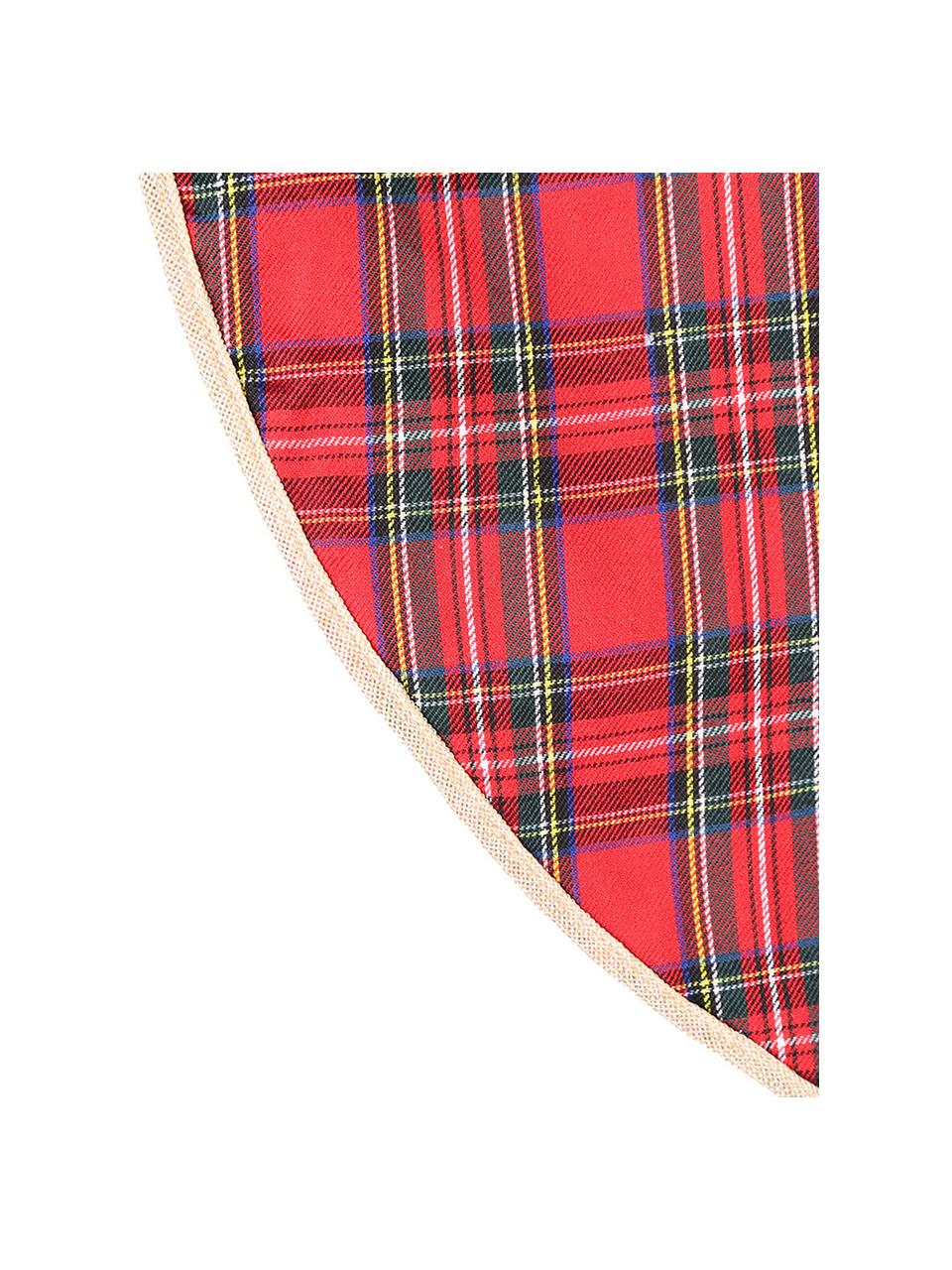 Falda para pie de árbol Escocesa, Textil, Rojo, natural, Ø 95 cm