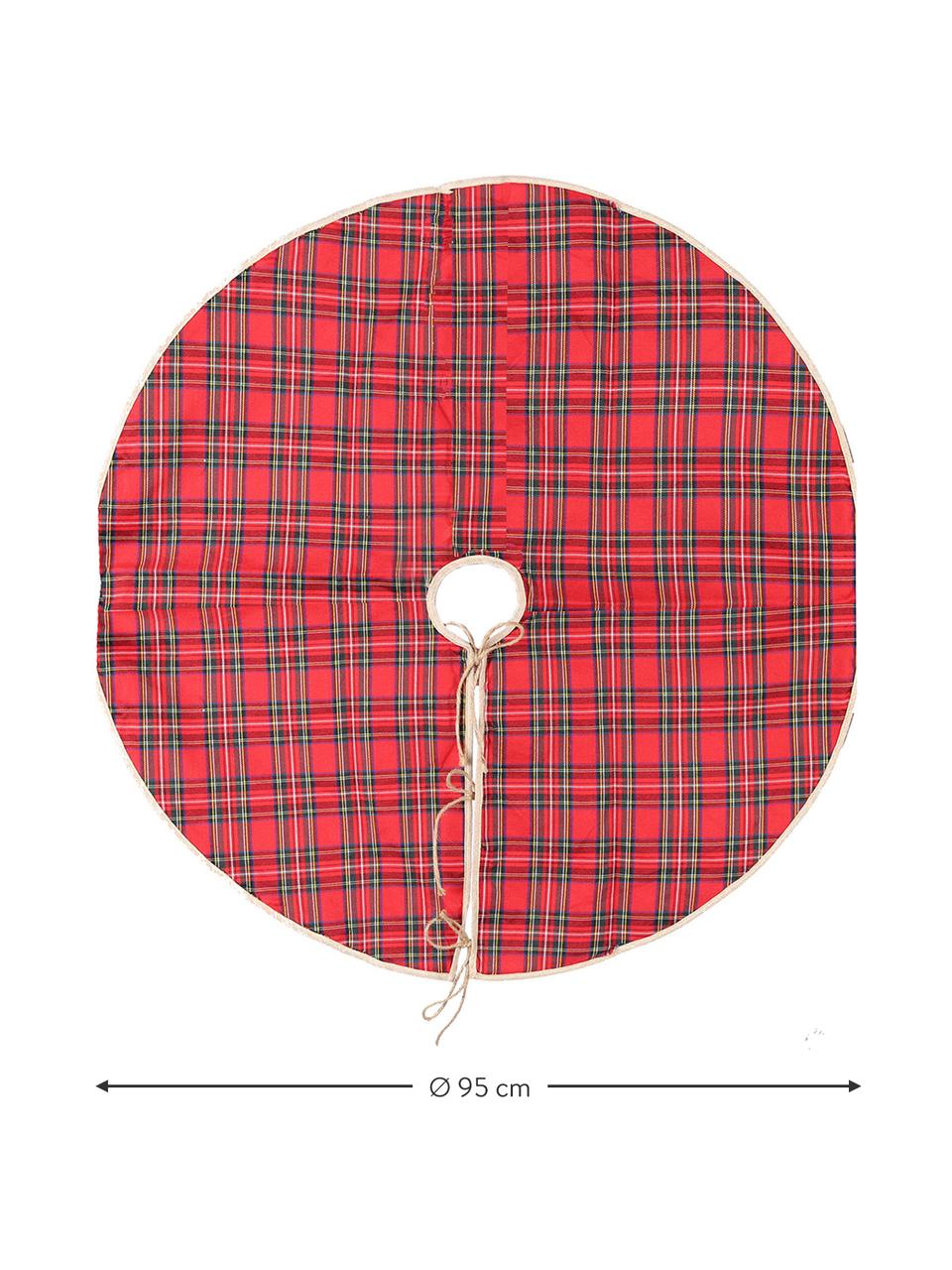 Falda para pie de árbol Escocesa, Textil, Rojo, natural, Ø 95 cm