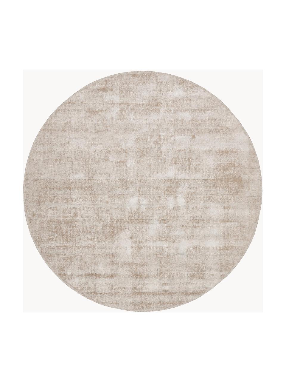 Runder Viskoseteppich Jane, handgewebt, Flor: 100 % Viskose, Hellbeige, Ø 250 cm (Größe XL)