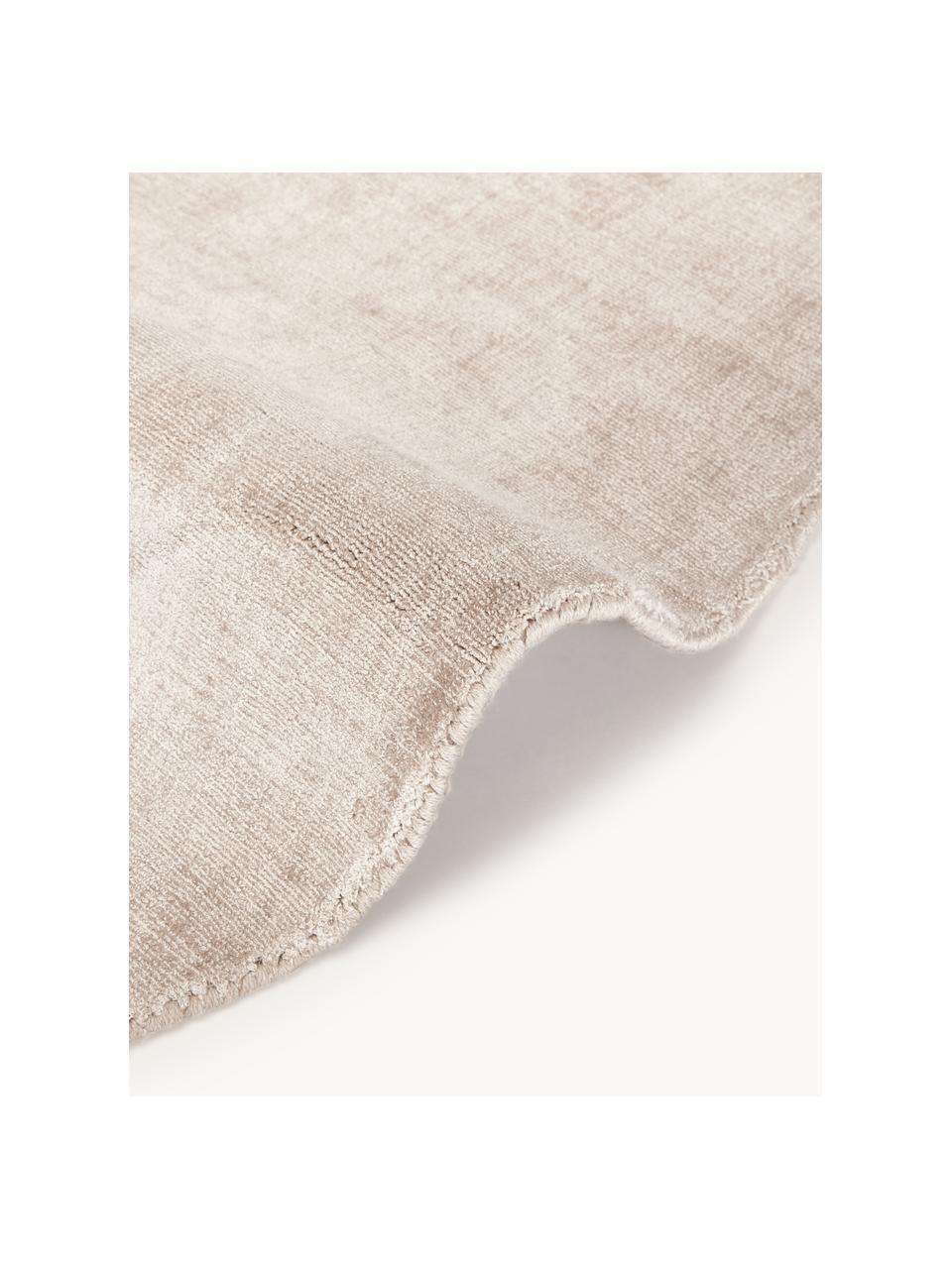 Ručně tkaný kulatý viskózový koberec Jane, Světle béžová, Ø 250 cm (velikost XL)