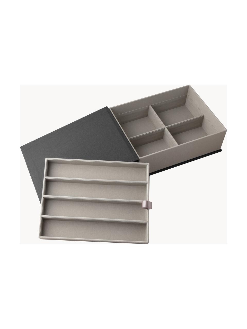 Skladovací krabička Small Things, 80 % šedý karton, 18 % polyester, 2 % bavlna, Černá, Š 23 cm, V 18 cm
