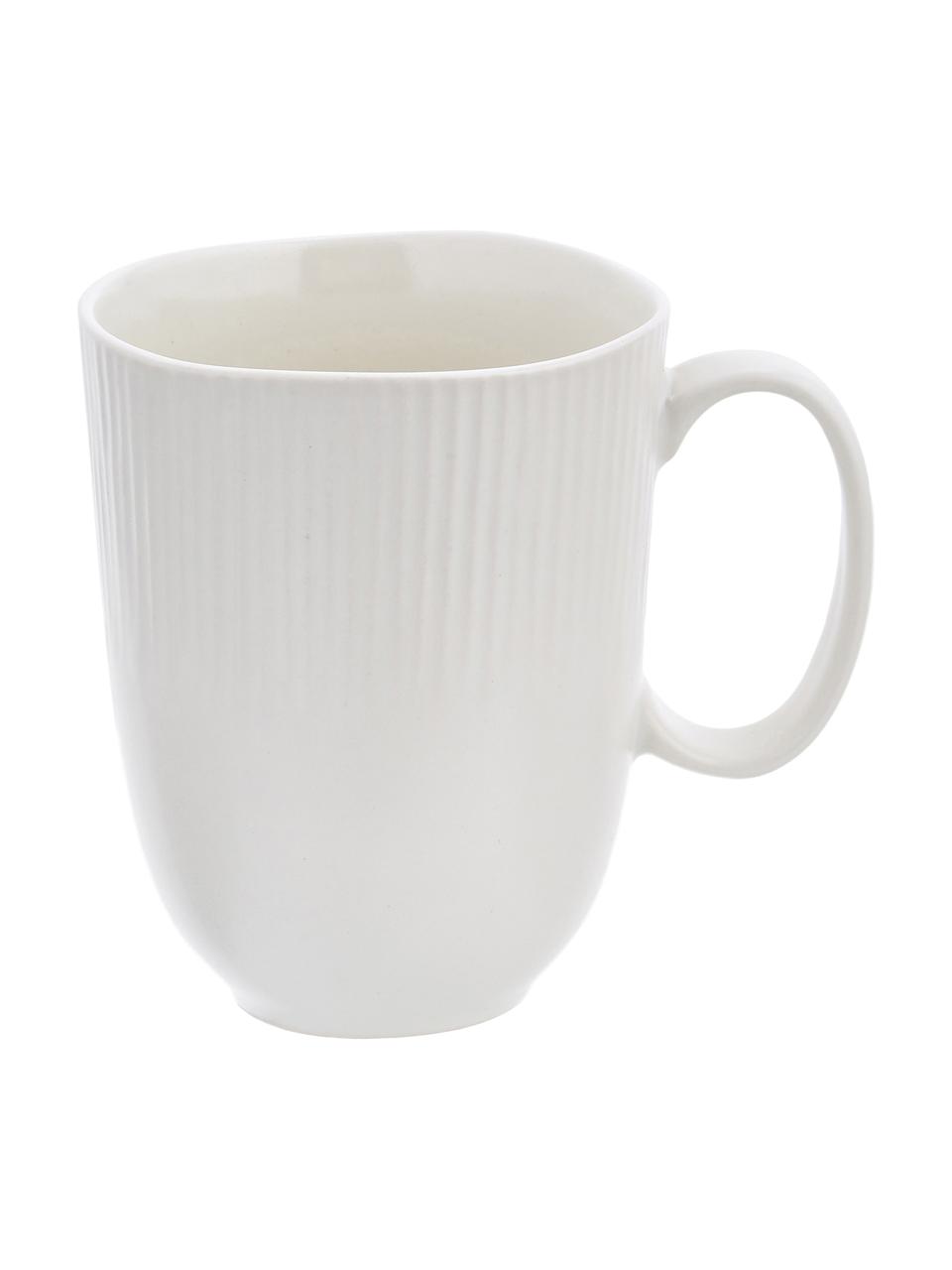 Tazas de café artesanales Sandvig, 4 uds., Porcelana, coloreada, Blanco roto, Ø 10 x Al 12 cm