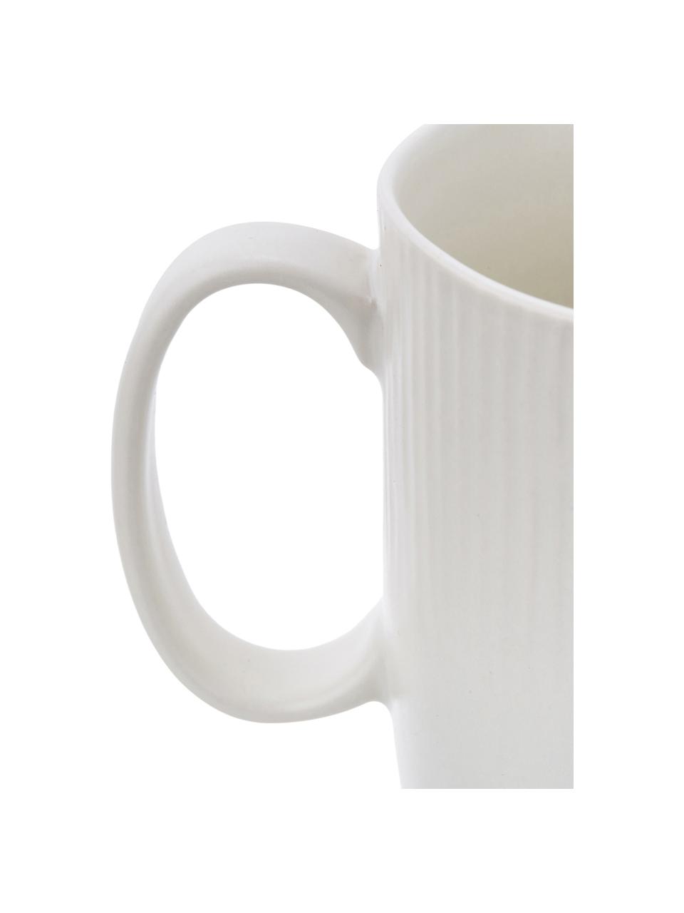 Tazas de café artesanales Sandvig, 4 uds., Porcelana, coloreada, Blanco roto, Ø 10 x Al 12 cm