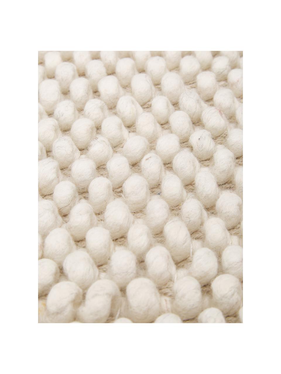 Alfombra artesanal de lana Lovisa, Parte superior: 60% lana, 40% viscosa, Reverso: 100% algodón Las alfombra, Marfil, An 80 x L 150 cm (Tamaño XS)