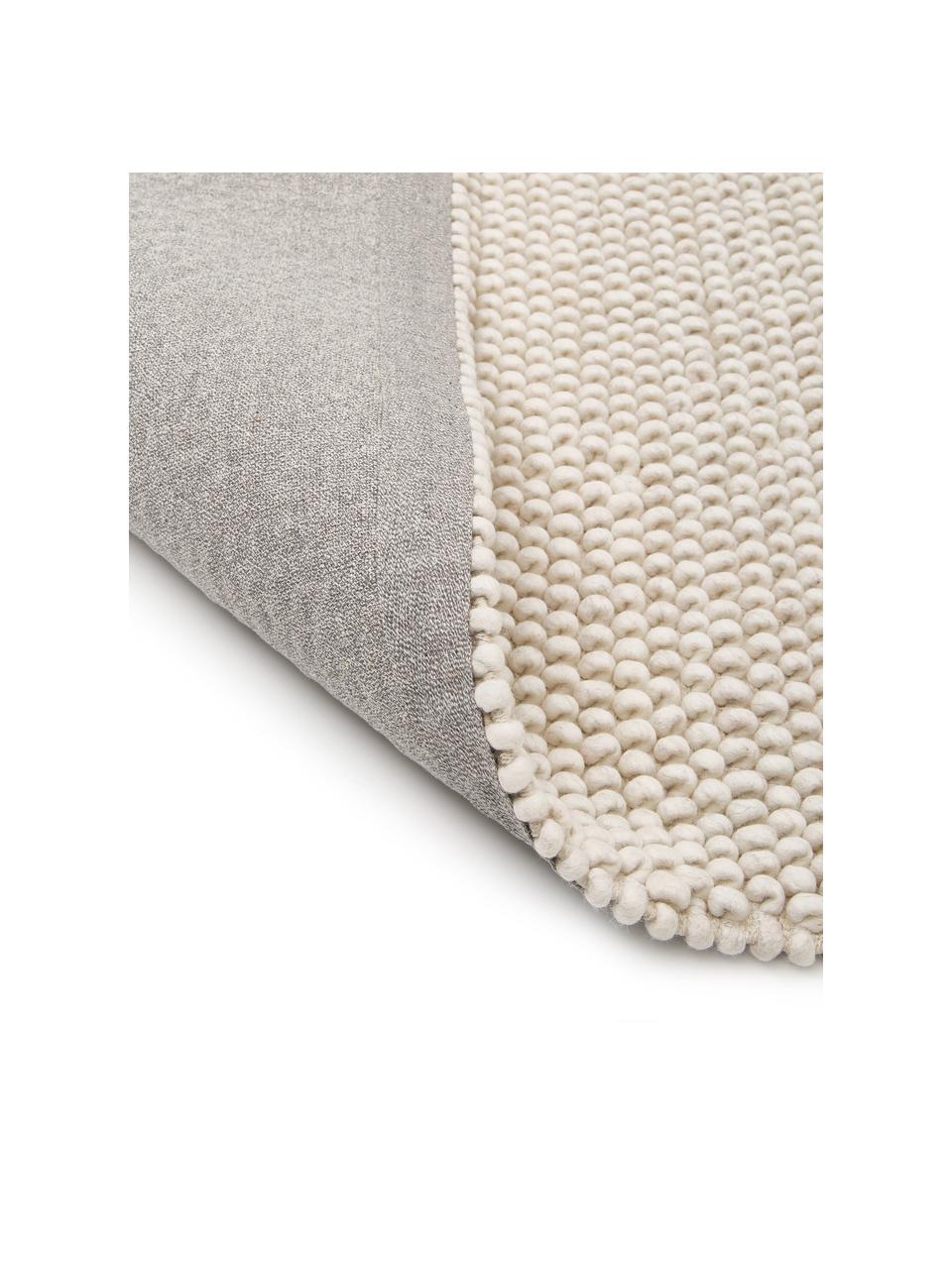 Alfombra artesanal de lana Lovisa, Parte superior: 60% lana, 40% viscosa, Reverso: 100% algodón Las alfombra, Marfil, An 80 x L 150 cm (Tamaño XS)