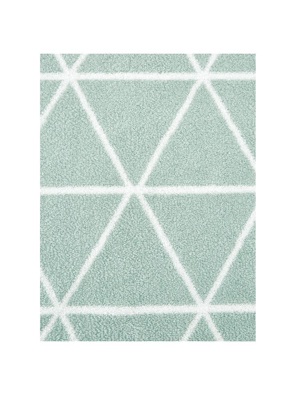 Set 3 asciugamani reversibili con motivo grafico Elina, Verde menta, bianco crema, Set in varie misure