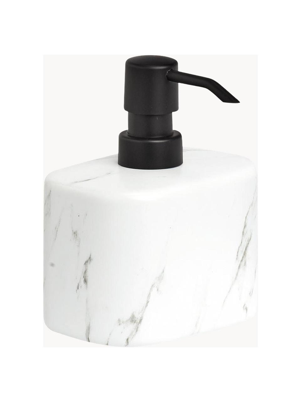 Distributeur de savon en céramique Marble, Blanc, noir, larg. 11 x haut. 13 cm