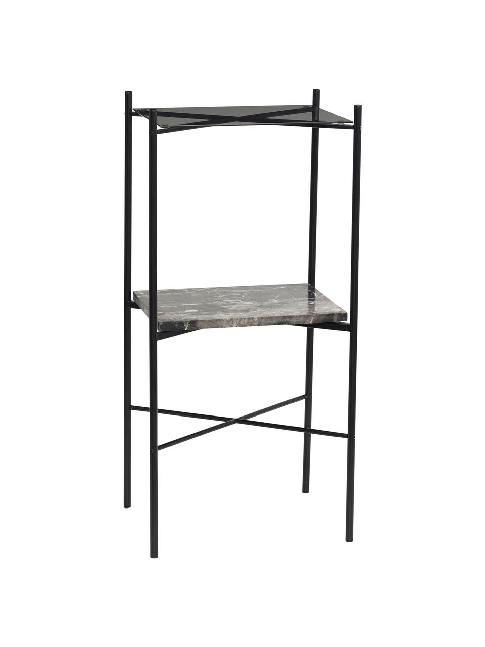 Consolle in metallo nero con marmo Niche, Struttura: metallo rivestito, Nero, Larg. 43 x Alt. 90 cm